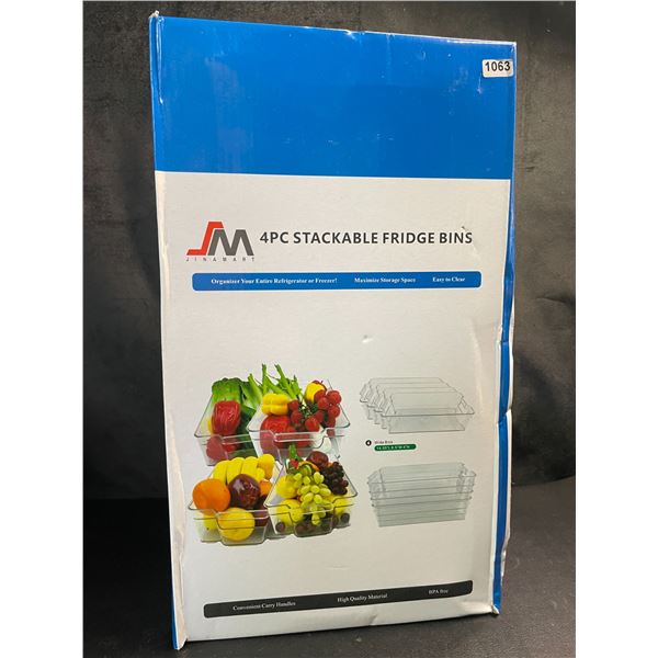 Lot of 1 Box of 4PC Stackable Fridge Storage Bins - Brand New!