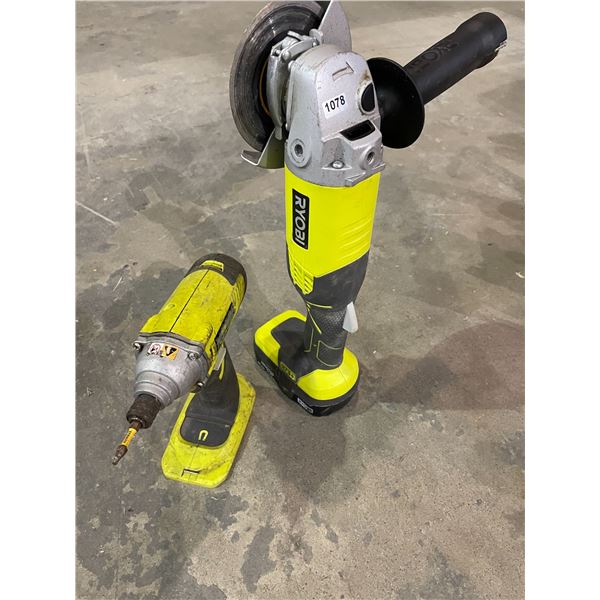 Lot of 2 RYOBI Tools - Used - Power On/Work - (Includes 1 Battery)