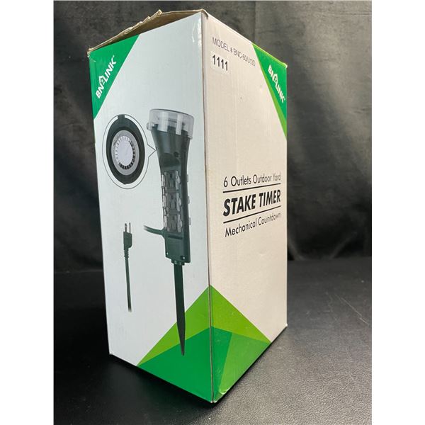 Lot of 1 6-Outlet Outdoor Yard Stake Timer w/ Mechanical Countdown
