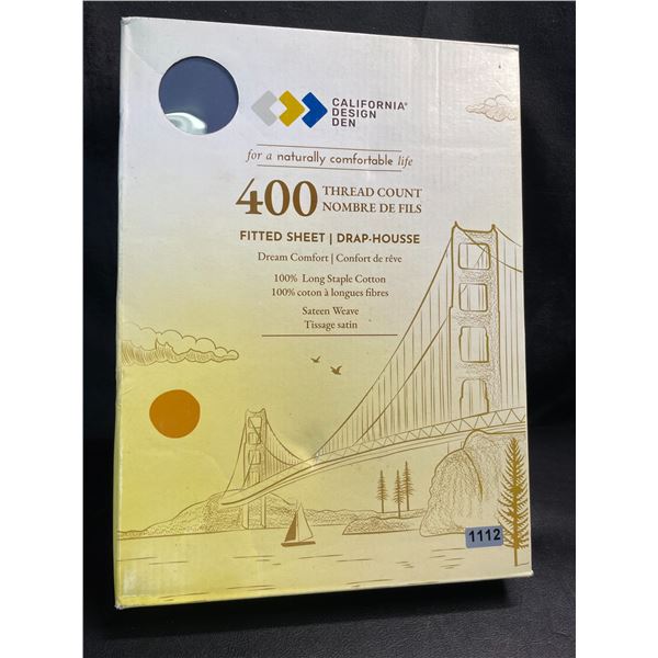 Lot of 1 California Design Den 400 Thread Count Queen Size Sheet Set - Navy Blue - Brand New