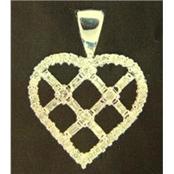 Diamond Heart Pendant, 14 K white gold- diamonds are full cut, approx. 1.00 carats, SI1-I1 clarity, 