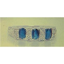 Sapphire and Diamond Lady's Ring, 14 K white gold- sapphires are oval, faceted, approx. 1.00 carats,