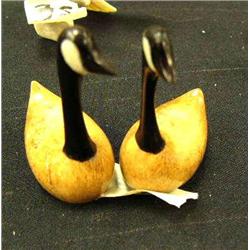 Lot of 2: baleen and bone swans by Aningayou (2)