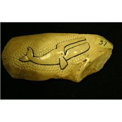 Relief bone carving by Craig Niksik of baleen whale 6" (2)