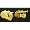 Image 1 : Lot of 2: ivory salmon and moose on bone (2)