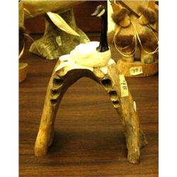 Ivory swan on jaw bone 7" tall (2)