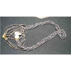 Black freshwater pearl multi-strand necklace and bracelet (2)