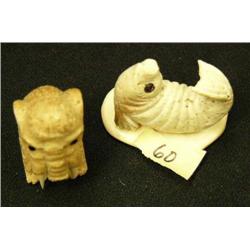 Lot of 2: Mammoth and seal - whale bone (2)