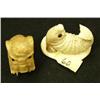 Image 1 : Lot of 2: Mammoth and seal - whale bone (2)