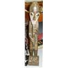 Image 4 : Lot of 5: imported hand carved items: giraffe, African playing flute, fish welcome sign, flying fish