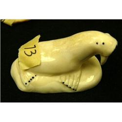 Ivory walrus on ivory base 3" long (2)