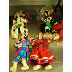 Lot of 4 Native American dancing dolls (2)