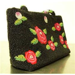 Beautiful heavily beaded an embroidered lady's clutch bag with roses (2)