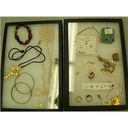 Lot of 2 framed costume jewelry (74)
