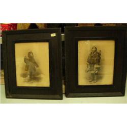 Lot of 2 Eskimo pictures copyrights 1903 black and white (2)