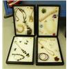 Image 1 : Lot of: 4 framed costume jewelry oriental style items, jade, pearls, etc. (74)