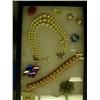 Image 3 : Lot of: 4 framed costume jewelry oriental style items, jade, pearls, etc. (74)