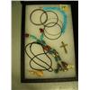 Image 4 : Lot of: 4 framed costume jewelry - Crosses, beaded jewelry, etc. (74)