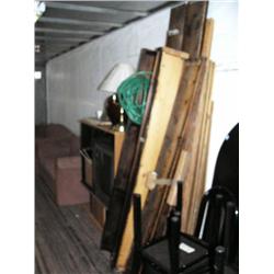 Lot of: Entertainment Center, TV, lamps, waterbed frame (54)