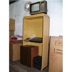 Lot of: Bookcase, TV, stereo, typewriter, misc. (54)