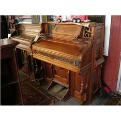 American antique walnut pump organ ca. 1860