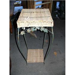 Metal and wicker plant stand