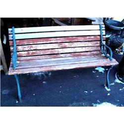 Wood and iron park bench