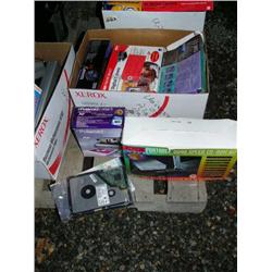 Box of: Portable Quad Speed CD-Rom Kit; Compact Modem- Pocket PC Mobile Peripheral; PC Digital Camer