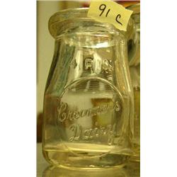 CHOICE on 5 quarter pint milk bottle with glass label embossed Creamer's dairy (44)