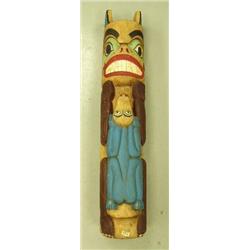 CHOICE on 3 - 33" carved wood totem poles - not Alaskan (114)
