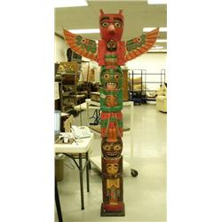 Carved wood totem pole 80" tall (143)