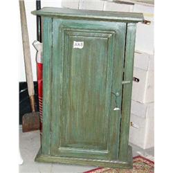 Green wall cabinet with wood door 20.75"x11.5"x31.5" (4)