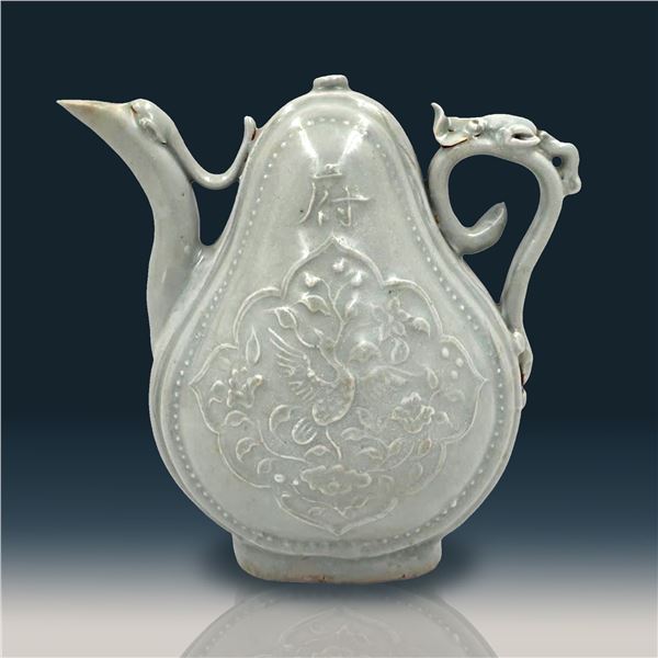 Antique Chinese Celadon Puzzle Teapot With Marks 52773665 1m