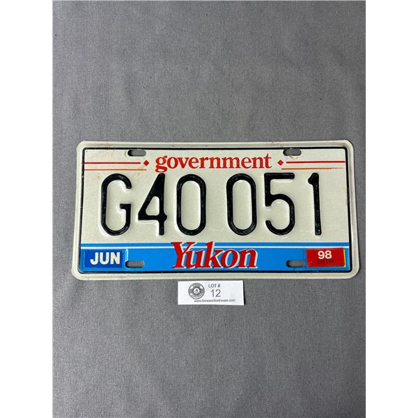 1998 Yukon Government License Plate