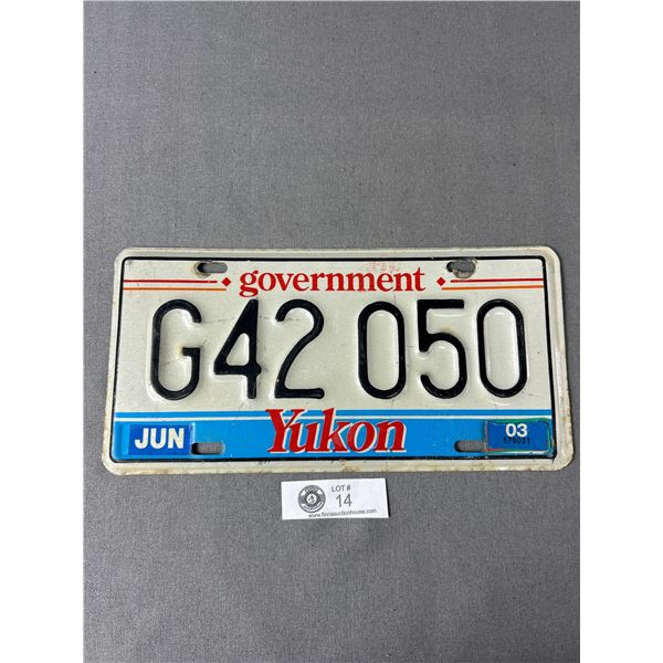 2003 Yukon Government License Plate