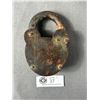 Image 2 : Large Vintage Real Barrows Secure Lever Brass/Iron Pad Lock. Approx. 5" x 3 1/4"