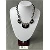 Image 1 : Vintage Art Deco Black & Rhinestone Necklace. Approx.16" L