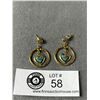 Image 1 : Antique Turquoise Gold Flakes Heart Earrings