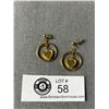 Image 2 : Antique Turquoise Gold Flakes Heart Earrings