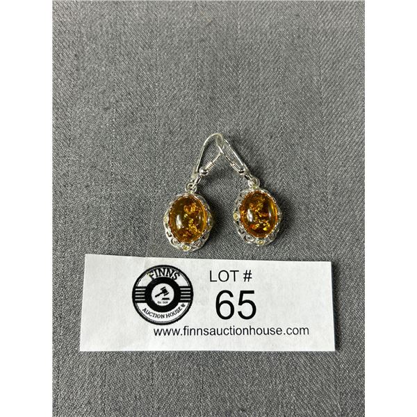 Vintage Genuine Amber Sterling Earrings