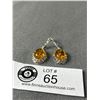 Image 2 : Vintage Genuine Amber Sterling Earrings