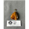 Image 1 : Antique Huge Genuine Amber 10K Gold Pendant