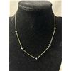 Image 2 : Antique Gold Blue Fauceted Crystal Necklace. Approx. 15"L