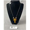 Image 1 : Antique Bakelite Cross 2" Pendant Necklace. Approx. 16" L