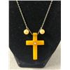 Image 2 : Antique Bakelite Cross 2" Pendant Necklace. Approx. 16" L