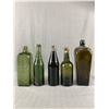 Image 1 : Lot Of 5 Antique/Vintage Olive & Green Coloured Glass Bottles