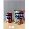 Image 1 : Vintage Preston Anti-Freeze Tin Can Lot -  1 Gallon  & Qt