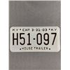 Image 1 : 2003 Kentucky House Trailer License Plate
