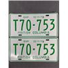 Image 1 : 1978 Pair Of British Columbia License Plates w/ Expire Date