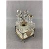 Image 1 : Beautiful Vintage Silverplate & Cut Crystal 4 Pc Cruet Set w/ Stand
